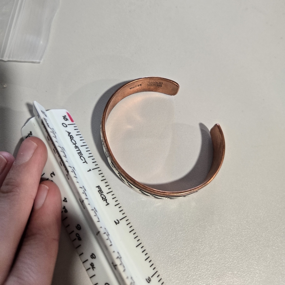 Copper Sterling Silver Native Cuff - image 7